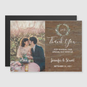 Aquarell Blätter Monogramm Foto Hochzeit danke Magnetkarte (Vorne/Hinten)