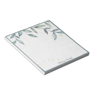 Aquarell-Blätter personalisiertes Notizbuch Notizblock