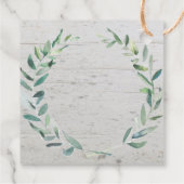 Aquarell-Blätter rustikale Holz-Monogramm Danke Geschenkanhänger (Rückseite)