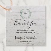 Aquarell Blätter rustikale Holz Monogramm danke Geschenkanhänger (Vorderseite)