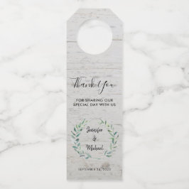 Aquarell Blätter rustikale Holzverheiratung Danke Flaschenanhänger