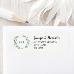 Aquarell Blätter rustikale mit Monogramm Hochzeit