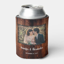 Aquarell Blätter rustikales Holz Foto Hochzeit kan Dosenkühler