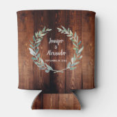 Aquarell Blätter rustikales Holz Spitzen Foto Hoch Dosenkühler (Rückseite)