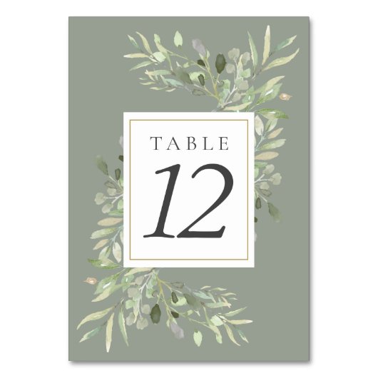 Aquarell Blätter Tischnummern (Vorderseite)