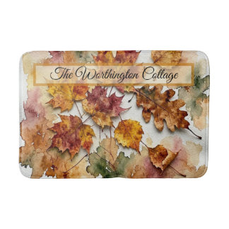Aquarell-Blätter und Herbstlaub-Kunst im Herbst Badematte
