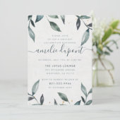 Aquarell-Blätter und Skripte | Benutzerdefinierte  Einladung (Stehend Vorderseite)