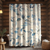 Aquarell-Blattmuster Blau Beige Creme Duschvorhang