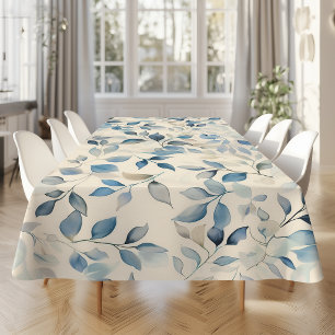 Aquarell-Blattmuster Blau Beige Creme Tischdecke