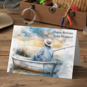 Aquarell Blau Angeln Ehemann Alles Gute zum Geburt Karte