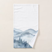 Aquarell Blau Berge Bäume Badhandtuch Set (Handtuch)