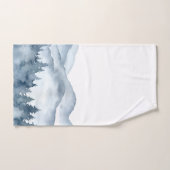 Aquarell Blau Berge Bäume Badhandtuch Set (Handtuch)