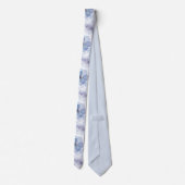 Aquarell Blau Blumenmuster Krawatte (Rückseite)