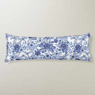 Aquarell Blau Blumenmuster Seitenschläferkissen