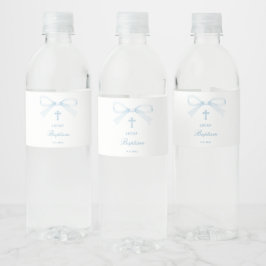 Aquarell Blau Bogen Taufe Wasserflaschenetikett