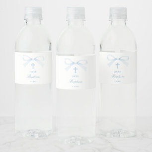 Aquarell Blau Bogen Taufe Wasserflaschenetikett