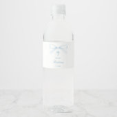Aquarell Blau Bogen Taufe Wasserflaschenetikett (Vorderseite)