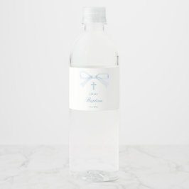 Aquarell Blau Bogen Taufe Wasserflaschenetikett