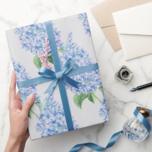 Aquarell Blau Flieder Muster Geschenkpapier