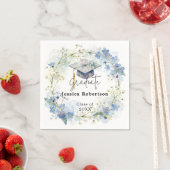 Aquarell Blau Floraler Kranz Abschlussfeier Serviette (Beispiel)