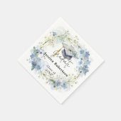 Aquarell Blau Floraler Kranz Abschlussfeier Serviette (Ecke)