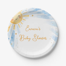 Aquarell Blau & Gold Baby Boy Babyparty