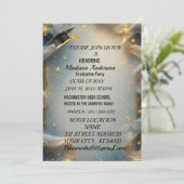 Aquarell Blau Gold Marmor Achat Abschlussfeier Karte (Stehend Vorderseite)