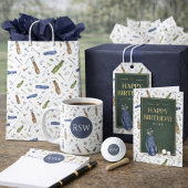 Aquarell Blau Grün Golf Muster Monogramm Tasse