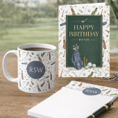Aquarell Blau Grün Golf Muster Monogramm Tasse