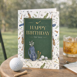 Aquarell Blau Grün Golf Thema Alles Gute zum Gebur Karte