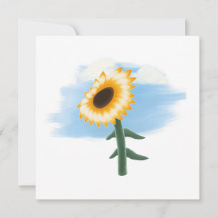 Aquarell Blau Himmel und Gelbe Sonnenblume Kunst  Karte