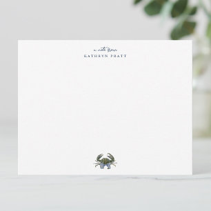Aquarell Blau-Krabbe Klassisch Personalisiert Mitteilungskarte