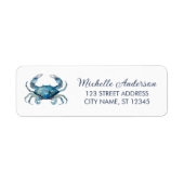 Aquarell Blau Krabbe Nautisch Rücksendeadresse (Vorne)
