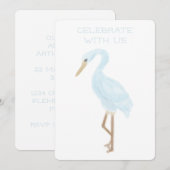 Aquarell Blau Kran Einladung (Vorne/Hinten)