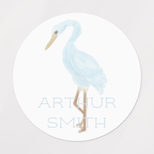 Aquarell Blau Kran Etiketten (Design 1)