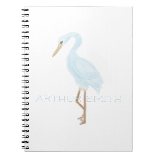 Aquarell Blau Kran Notizblock (Vorderseite)