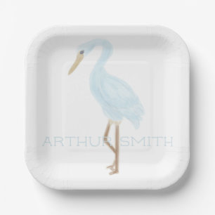 Aquarell Blau Kran Pappteller