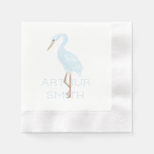 Aquarell Blau Kran Serviette (Vorderseite)