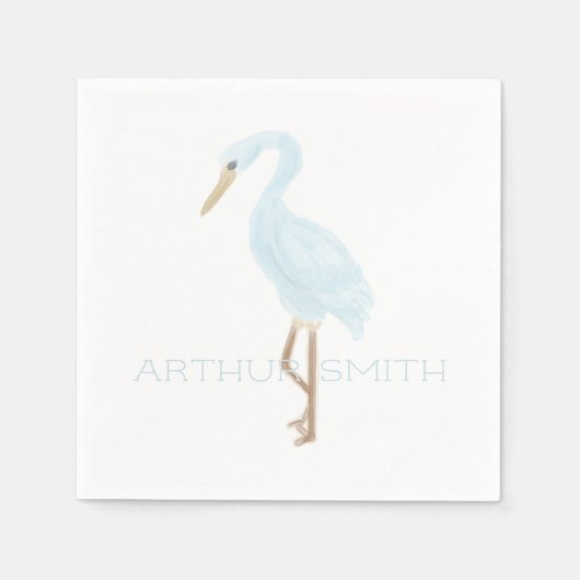 Aquarell Blau Kran Serviette (Vorderseite)