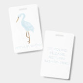 Aquarell Blau Kranich Ausweis (Vorder- & Rückseite)