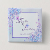 Aquarell Blau Lila Fliederblüte Button (Vorderseite)