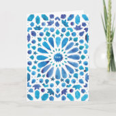 Aquarell Blau Mediterrane Fliesen Hochzeit Gefalte Programm (Vorderseite)