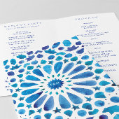 Aquarell Blau Mediterrane Fliesen Hochzeit Gefalte Programm