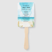 Aquarell Blau Ozean Strand Hochzeitsprogramm Fäche Fächer (Vorderseite)