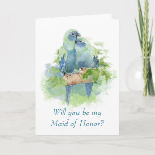 Aquarell Blau Papagei Tropenvogel Brautjungfer Einladung