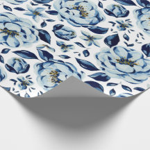 Aquarell Blau Pfingstrosen-Blumenmuster