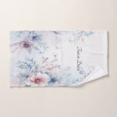 Aquarell Blau Pink Blumenmatte Set (Handtuch)