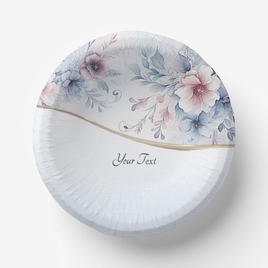 Aquarell Blau Rosa Floral Pappteller (Vorderseite)