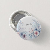Aquarell Blau Rosa Florale Taste Button (Vorne & Hinten)