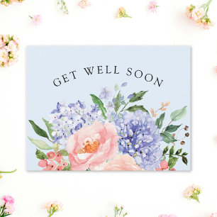 Aquarell Blau Rosa Hortensien Blumen Erholungsgrüß Postkarte